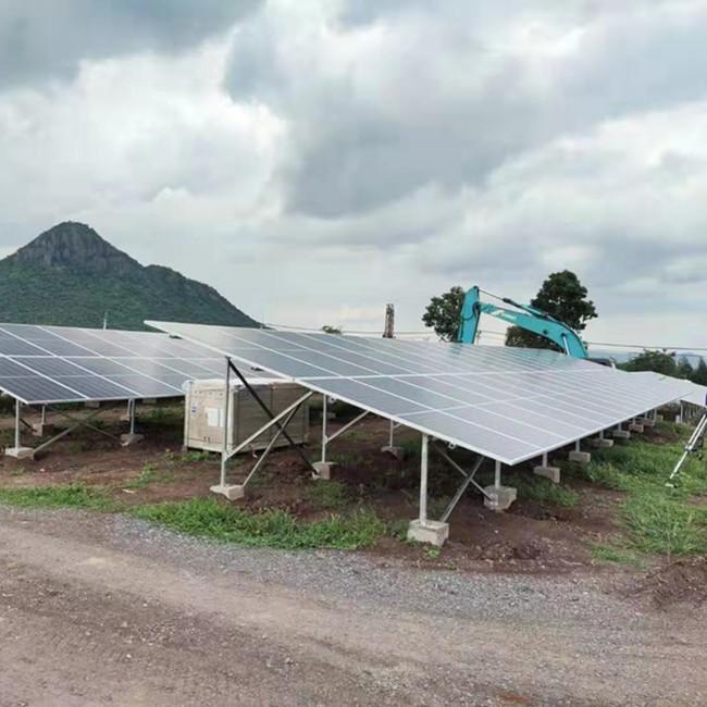 Ground-mount solar plant panel cleaning in progress